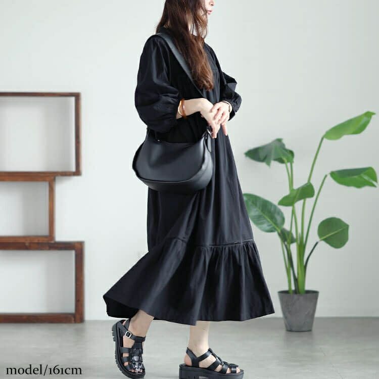 大きいサイズ レディース ピンタックコットンティアードワンピース　maru-30015