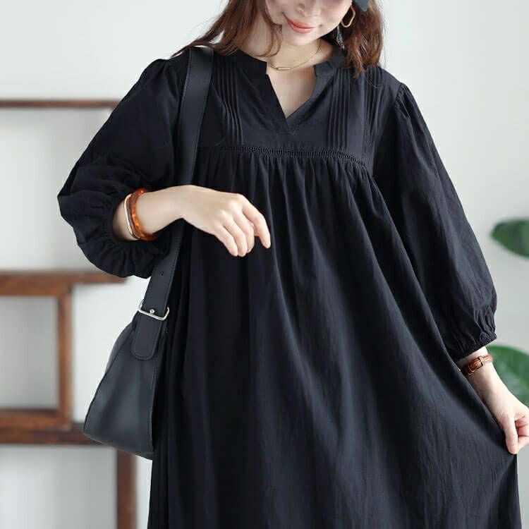 大きいサイズ レディース ピンタックコットンティアードワンピース　maru-30015