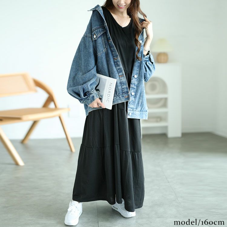 大きいサイズ レディース Vネックノースリーブティアードワンピース　cast-5544049