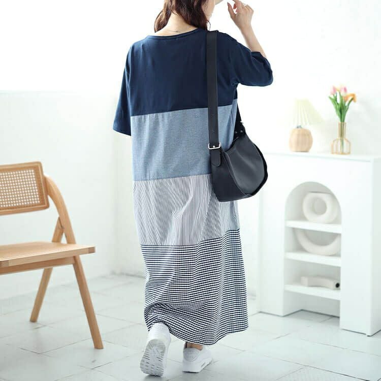 大きいサイズ レディース 異素材切り替えワンピース　cast-5544048 【メール便可】