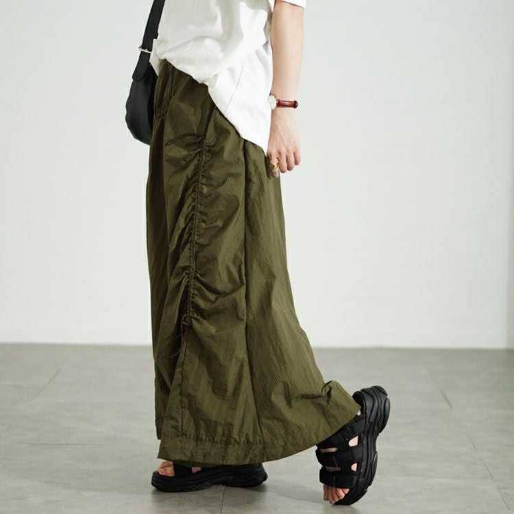 大きいサイズ レディース アシメドロストギャザースカート　fem-501