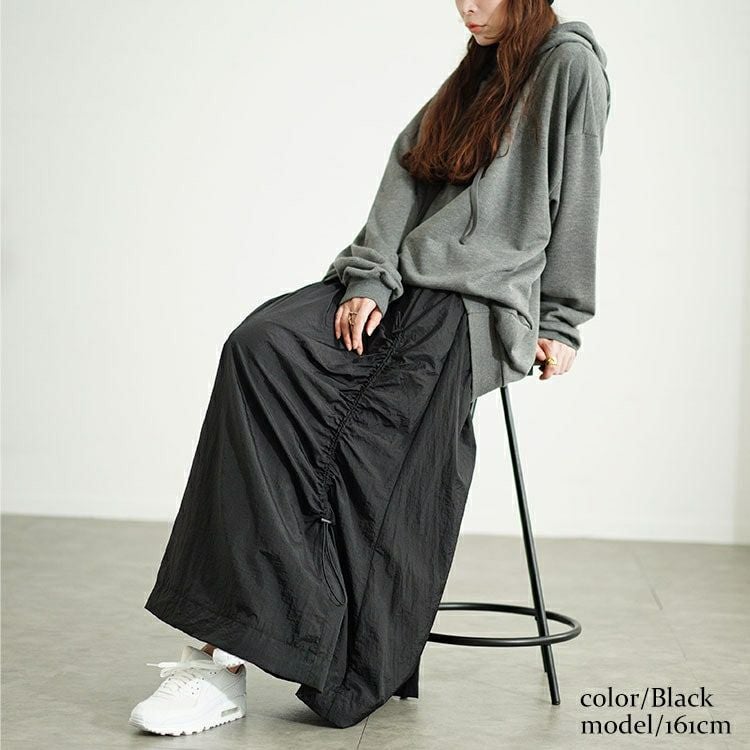 大きいサイズ レディース アシメドロストギャザースカート　fem-501