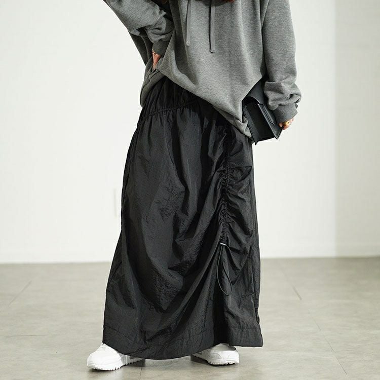 大きいサイズ レディース アシメドロストギャザースカート　fem-501