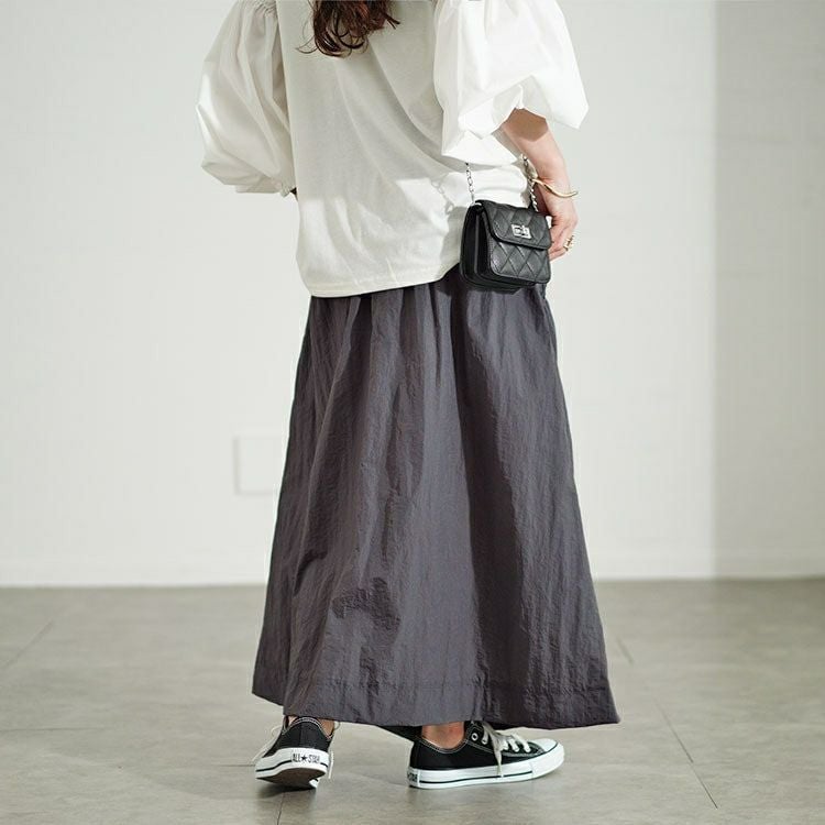 大きいサイズ レディース アシメドロストギャザースカート　fem-501