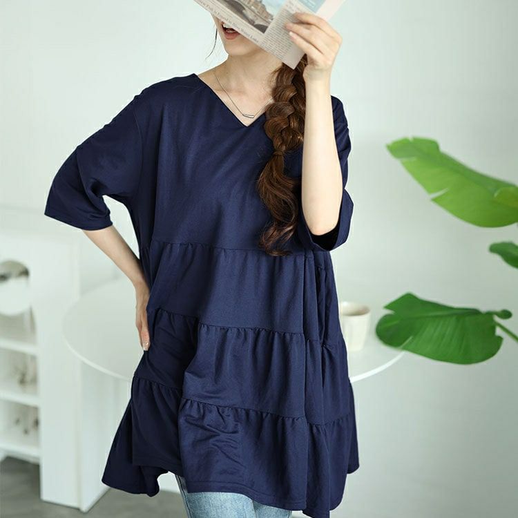 大きいサイズ レディース Vネックティアードチュニック　cast-5546010 【メール便可】