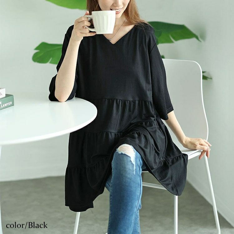 大きいサイズ レディース Vネックティアードチュニック　cast-5546010 【メール便可】