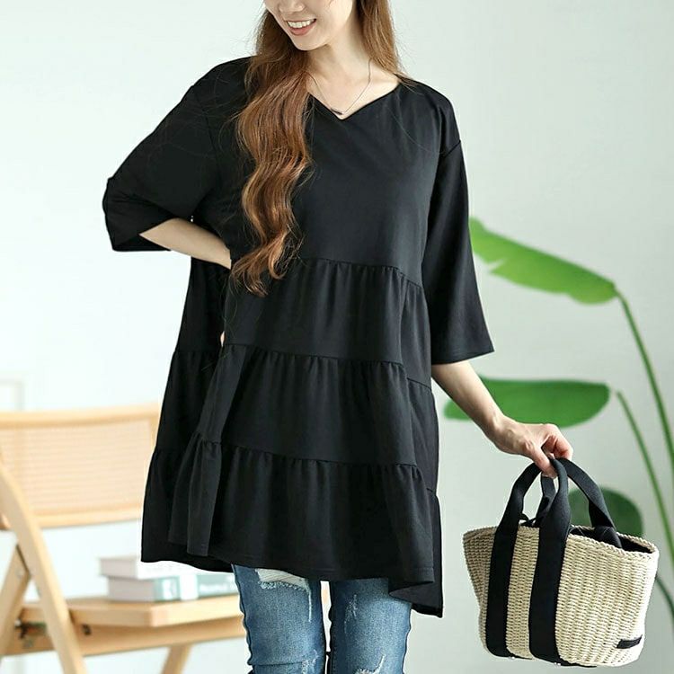 大きいサイズ レディース Vネックティアードチュニック　cast-5546010 【メール便可】