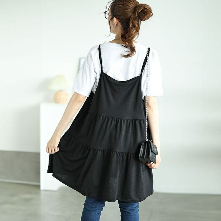 大きいサイズ レディース ティアードキャミソールチュニック　cast-5546009 【メール便可】