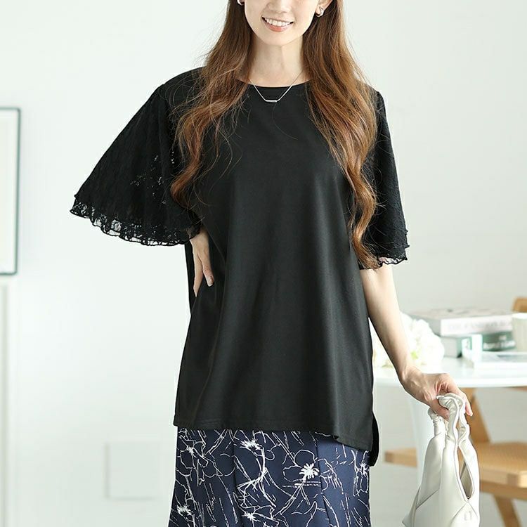 大きいサイズ レディース レースティアードスリーブプルオーバー　cast-5546004 【メール便可】