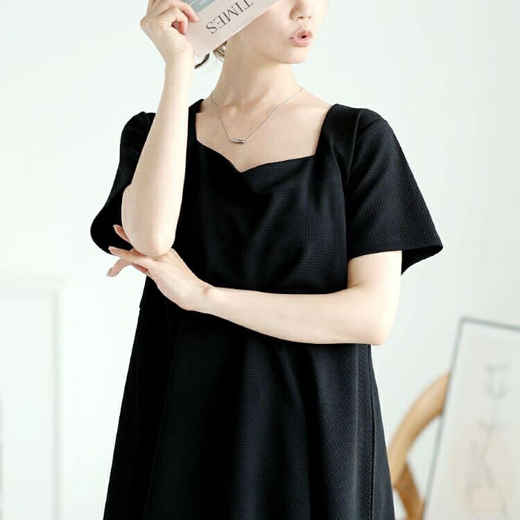 大きいサイズ レディース ダイヤモンドネックペプラムチュニック　bro-0048