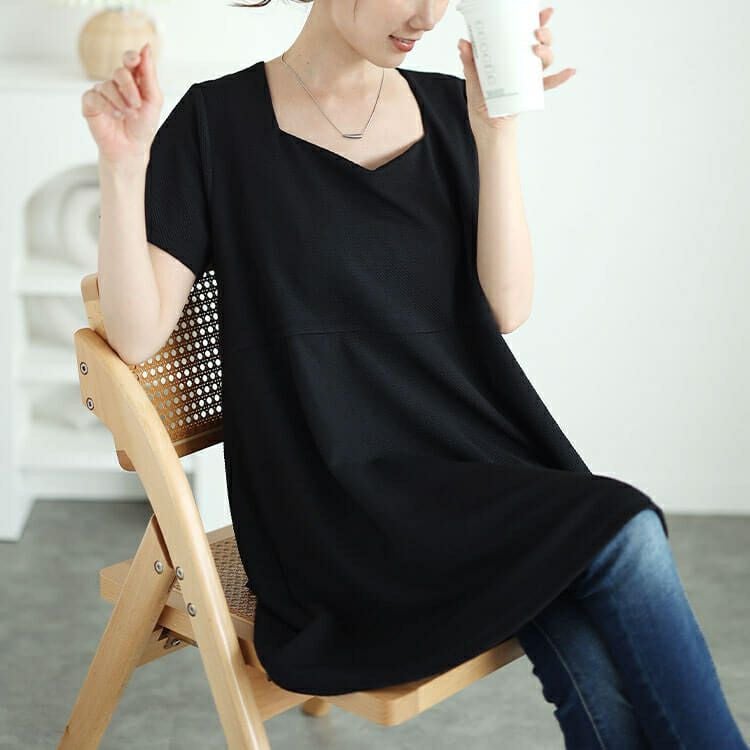 大きいサイズ レディース ダイヤモンドネックペプラムチュニック　bro-0048