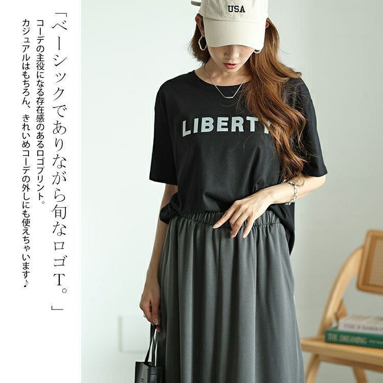 大きいサイズ レディース フロッキープリントロゴTシャツ　fem-505 【メール便可】