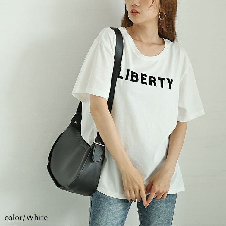 大きいサイズ レディース フロッキープリントロゴTシャツ　fem-505 【メール便可】