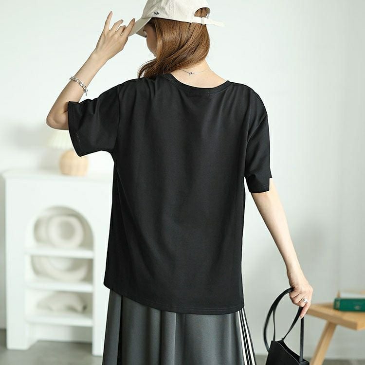 大きいサイズ レディース フロッキープリントロゴTシャツ　fem-505 【メール便可】