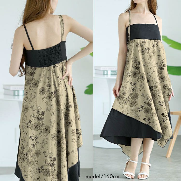 大きいサイズ レディース ショート丈トップス＆キャミソールワンピースセットアップ　goldy-1540