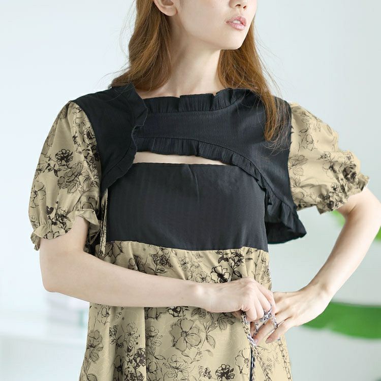 大きいサイズ レディース ショート丈トップス＆キャミソールワンピースセットアップ　goldy-1540