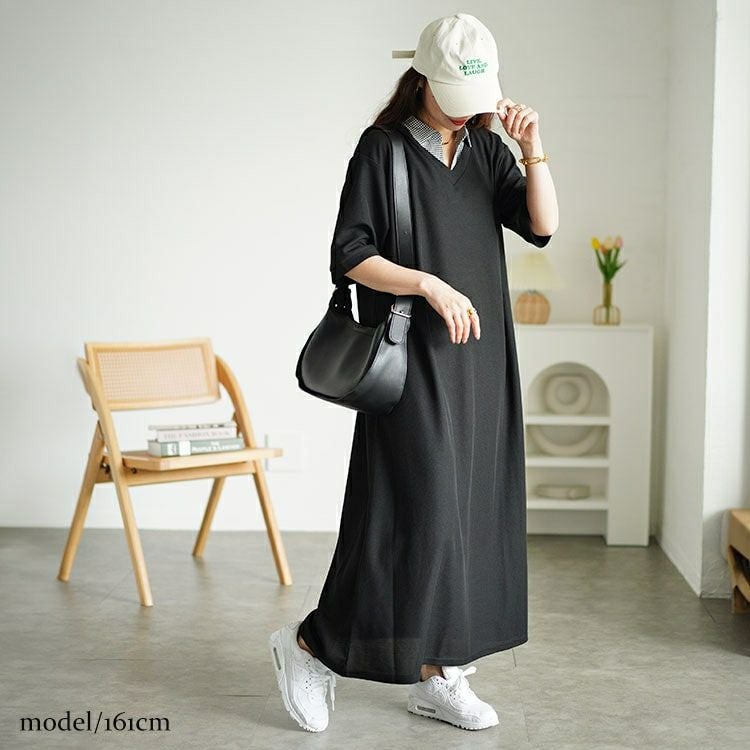 大きいサイズ レディース シャツドッキングワッフルワンピース　cast-5546003 【メール便可】