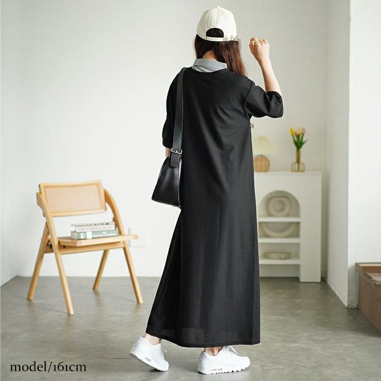 大きいサイズ レディース シャツドッキングワッフルワンピース　cast-5546003 【メール便可】