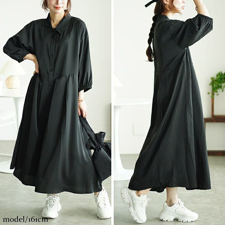 大きいサイズ レディース ウエストタックシャツワンピース　fem-510