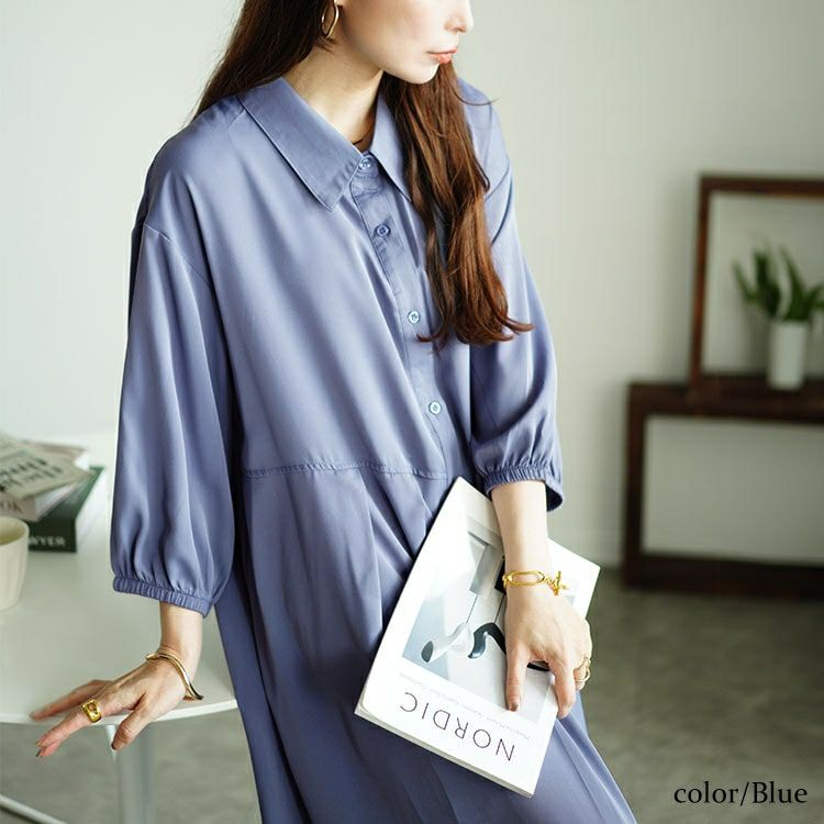 大きいサイズ レディース ウエストタックシャツワンピース　fem-510