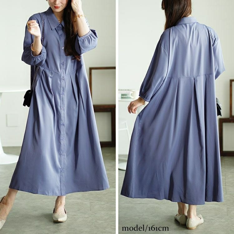 大きいサイズ レディース ウエストタックシャツワンピース　fem-510