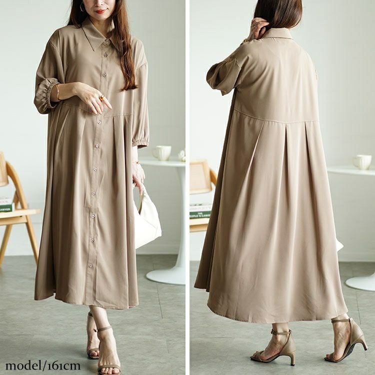 大きいサイズ レディース ウエストタックシャツワンピース　fem-510