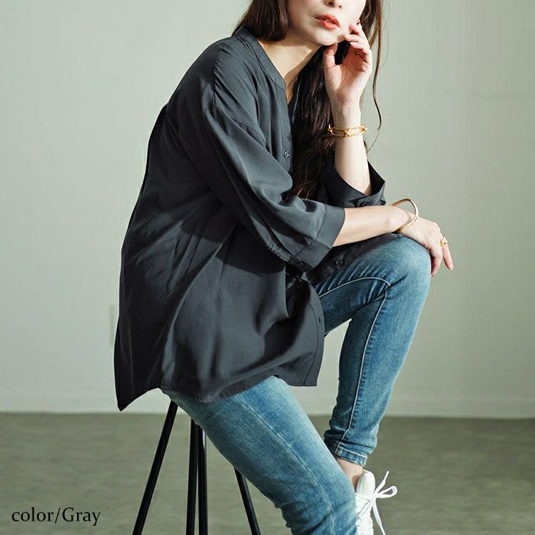 大きいサイズ レディース 前後ボタンスキッパーシャツ　fem-508 【メール便可】