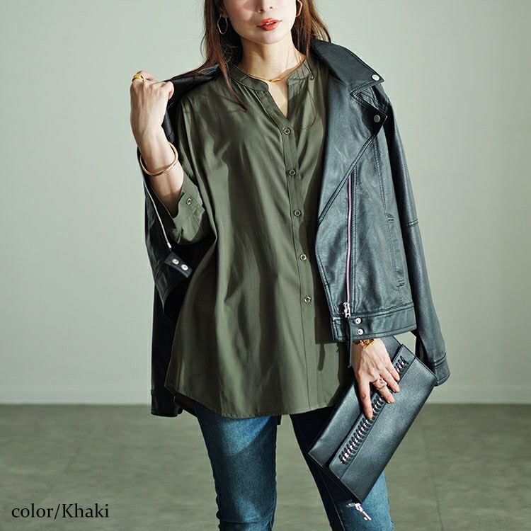 大きいサイズ レディース 前後ボタンスキッパーシャツ　fem-508 【メール便可】