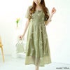大きいサイズ レディース リーフ柄シアーワンピース　goldy-1535 【メール便可】 グリーン