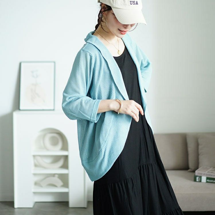 大きいサイズ レディース 透かし編みボレロ＆ティアードワンピースセット　cast-5544046