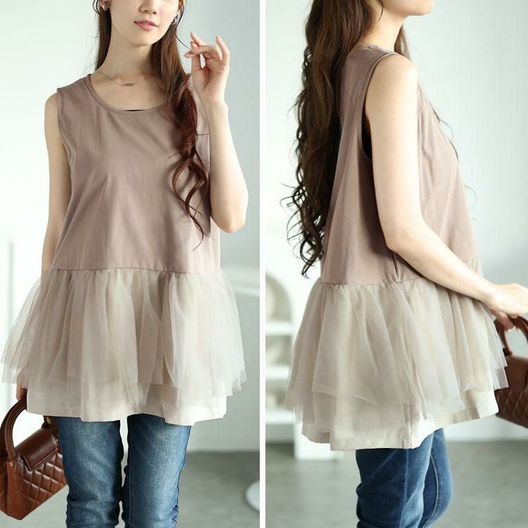 大きいサイズ レディース ウエストチュールタンクトップ　maru-30059 【メール便可】 グレージュ