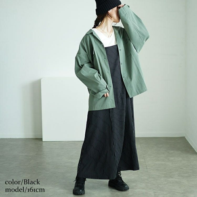 大きいサイズ レディース ピンストライプフレアキャミワンピース　maru-30053