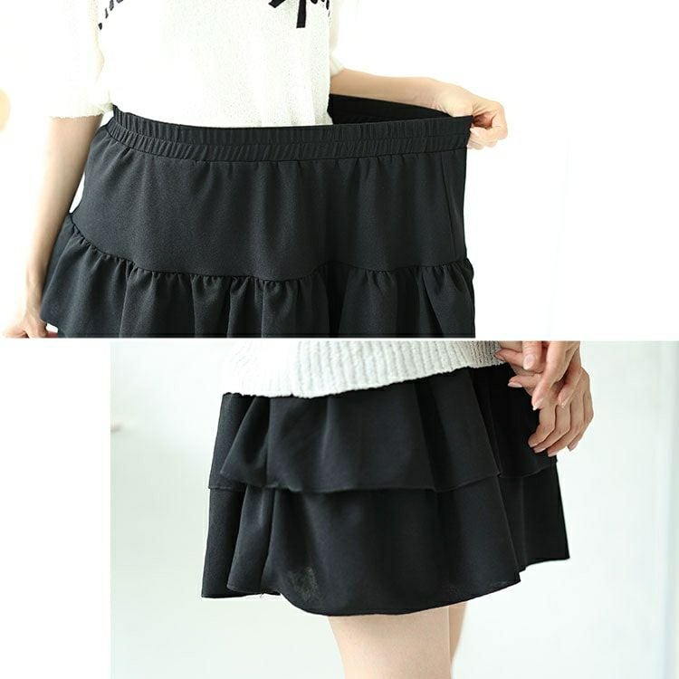 大きいサイズ レディース ティアードミニスカート　goldy-1550