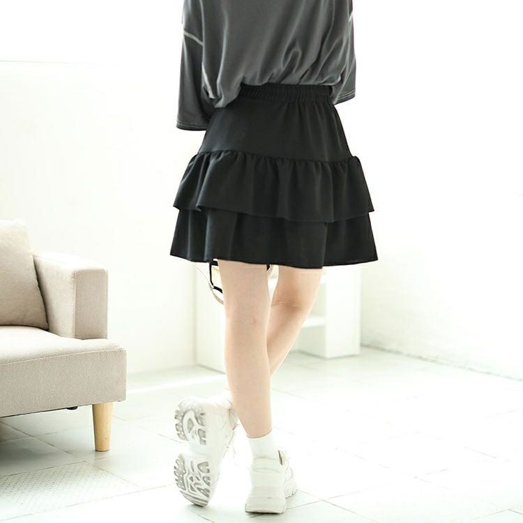 大きいサイズ レディース ティアードミニスカート　goldy-1550