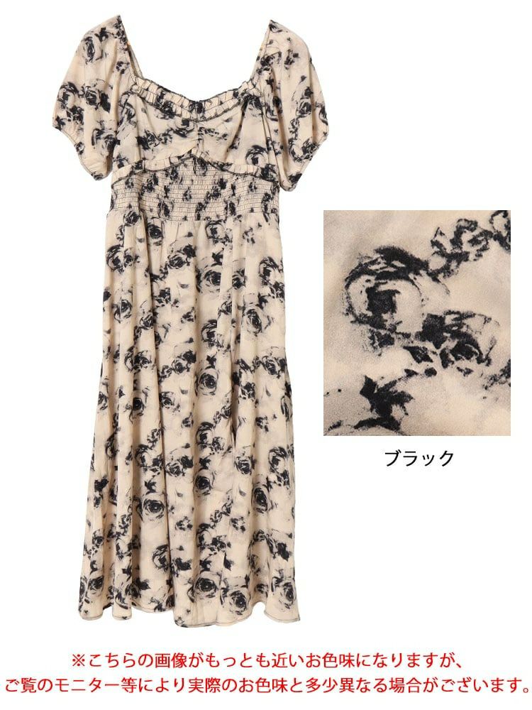 大きいサイズ レディース フロントスリット花柄ロングワンピース　goldy-1549