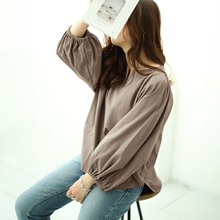 大きいサイズ レディース 肩タックボリュームスリーブキーネックプルオーバー　maru-30054 【メール便可】