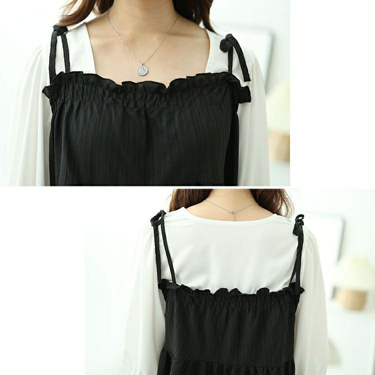 大きいサイズ レディース フェイクレイヤードティアードキャミチュニック　fem-514