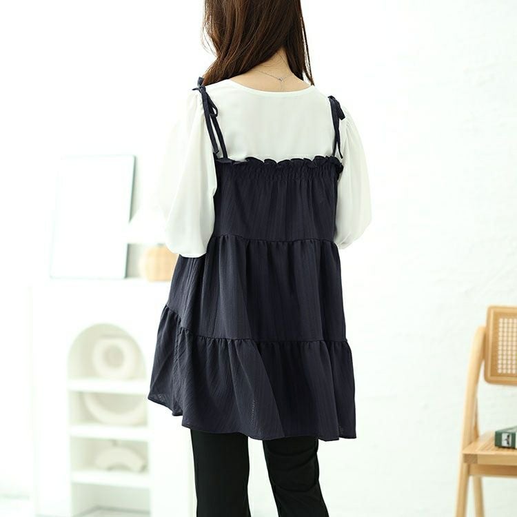 大きいサイズ レディース フェイクレイヤードティアードキャミチュニック　fem-514