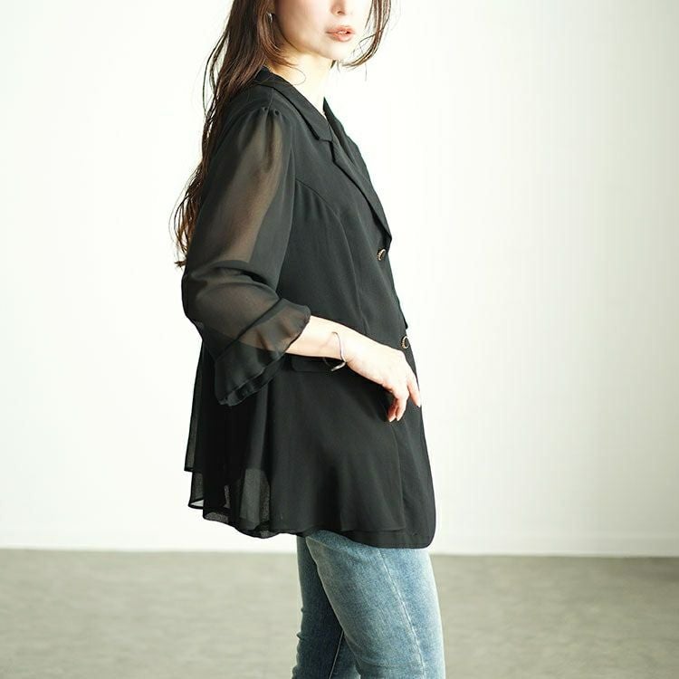 大きいサイズ レディース シアー切り替えテーラードジャケット　goldy-1545 【メール便可】