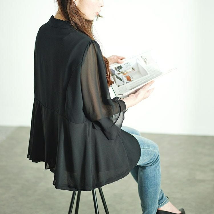 大きいサイズ レディース シアー切り替えテーラードジャケット　goldy-1545 【メール便可】