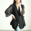 大きいサイズ レディース シアー切り替えテーラードジャケット　goldy-1545 【メール便可】 ブラック
