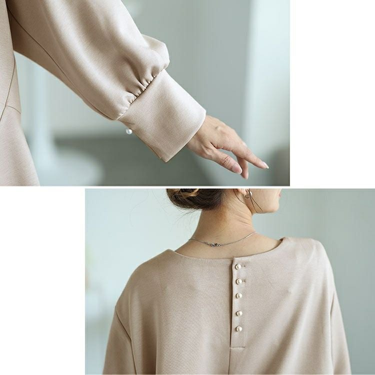 大きいサイズ レディース パールボタンハートネックペプラムカットソー　mncut-142546