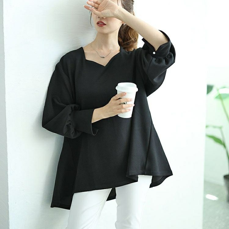 大きいサイズ レディース パールボタンハートネックペプラムカットソー　mncut-142546