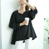 大きいサイズ レディース パールボタンハートネックペプラムカットソー　mncut-142546 ブラック
