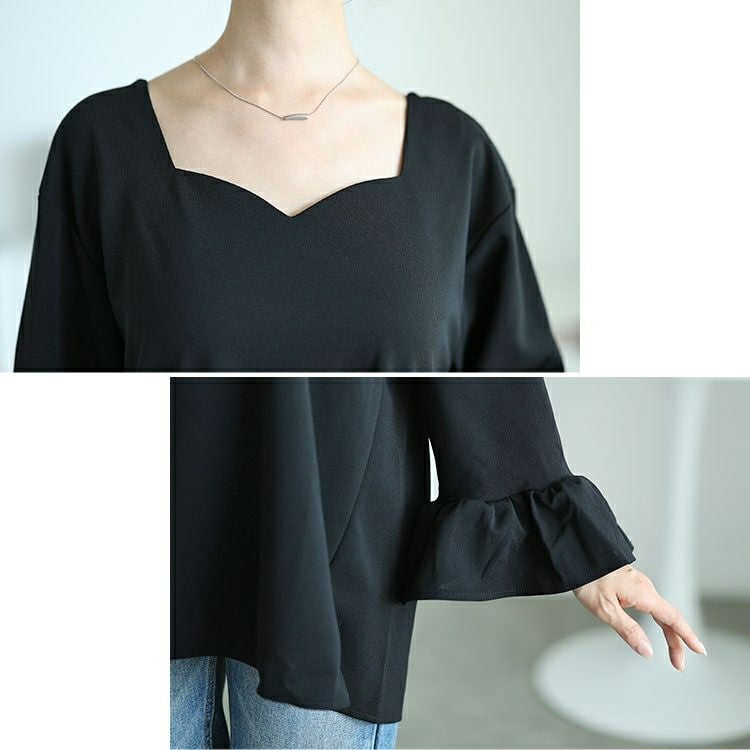 大きいサイズ レディース ベルスリーブハートネックプルオーバー　mncut-142544 【メール便可】