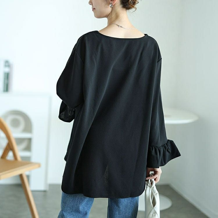 大きいサイズ レディース ベルスリーブハートネックプルオーバー　mncut-142544 【メール便可】