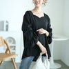 大きいサイズ レディース ベルスリーブハートネックプルオーバー　mncut-142544 【メール便可】 ブラック