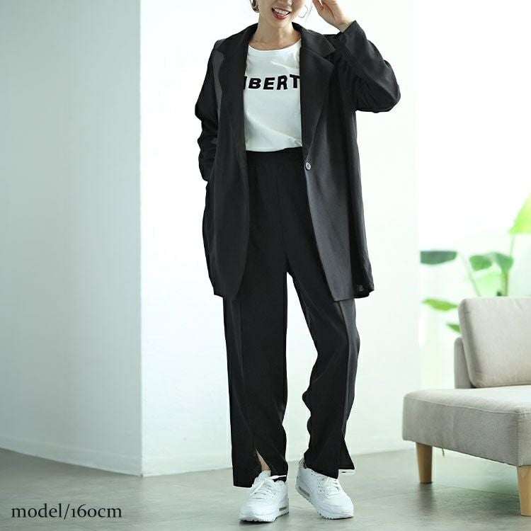 大きいサイズ レディース センタースリットテーパードパンツ　mncut-142543