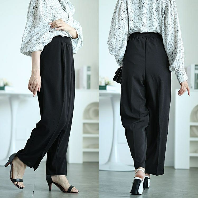 大きいサイズ レディース センタースリットテーパードパンツ　mncut-142543