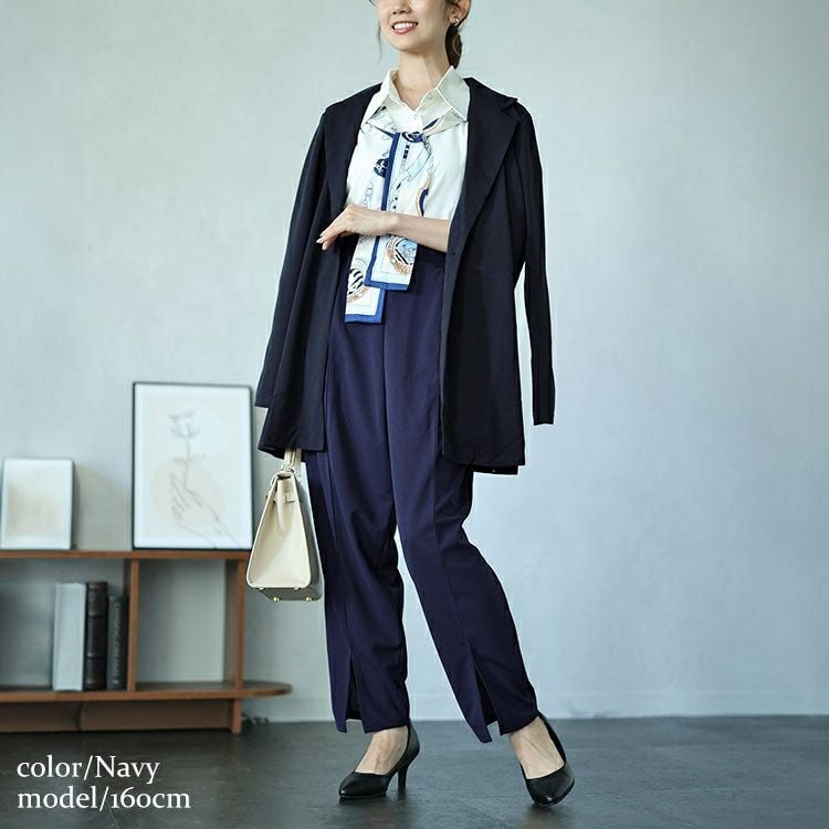 大きいサイズ レディース センタースリットテーパードパンツ　mncut-142543